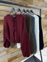 BY O LA LA.. ! OVERSIZOWY SWETER WIĄZANY CHOCOMUS (CZEKOLADA)