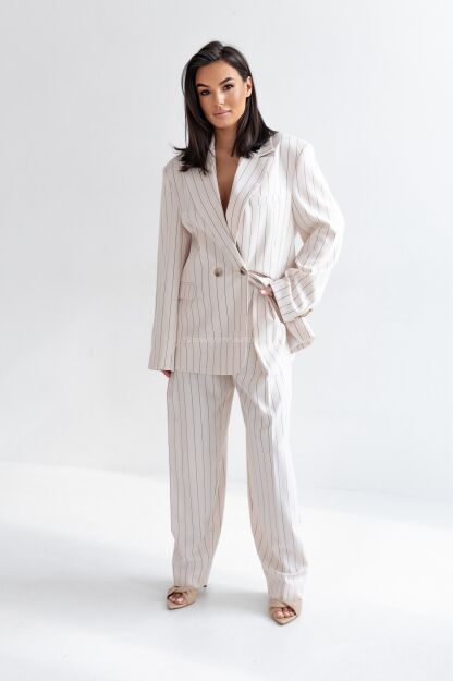 SEMPRE KOMPLET GARNITUR AMELIA W PASY WANILIA/BEŻ