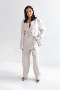 SEMPRE KOMPLET GARNITUR AMELIA W PASY WANILIA/BEŻ