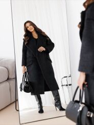 BY O LA LA! OVERSIZOWY PŁASZCZ FUTERKO CZARNY