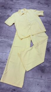 BY O LA LA...! KOMPLET DZIANINOWY BLUZKA + SPODNIE ŻÓŁTY (SUNSHINE)