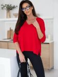 BY O LA LA...! OVERSIZOWY SWETER V-NECK ZOE RED KISS (CZERWONY) - 3