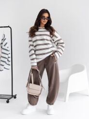 BY O LA LA ! SPODNIE DRESOWE Z ZASZEWKAMI KYLIE KAKAO