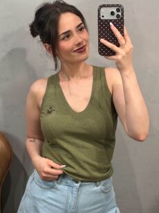 ROYAL CLUB TOP V-NECK Z LOGIEM KHAKI