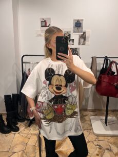 OVERSIZOWY T-SHIRT MICKEY BIAŁY