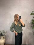 SWETER DAMSKI OVERSIZE Z BABY ALPAKĄ KHAKI - 2