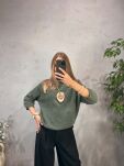 SWETER DAMSKI OVERSIZE Z BABY ALPAKĄ KHAKI - 3