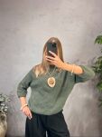 SWETER DAMSKI OVERSIZE Z BABY ALPAKĄ KHAKI - 4