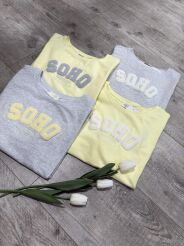 BY O LA LA! BLUZKA T-SHIRT SOHO SZARY/BIAŁY