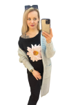 BY O LA LA! BLUZKA T-SHIRT MARGARETKA CZERŃ/RÓŻ - 5