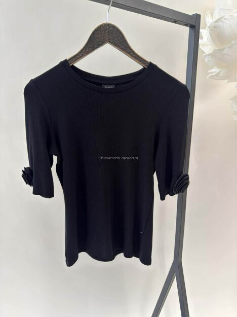 BY O LA LA! BLUZKA T-SHIRT PRĄŻEK ROSES CZARNY