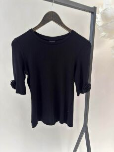 BY O LA LA! BLUZKA T-SHIRT PRĄŻEK ROSES CZARNY