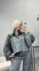 SWETER KURTKA HYBRYDOWA BOHO AMELIA SZARA