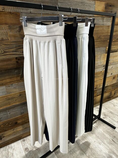 BY O LA LA...! SPODNIE WIDE LEG W PASY LOL GIRL BEŻ