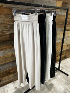 BY O LA LA...! SPODNIE WIDE LEG W PASY LOL GIRL BEŻ
