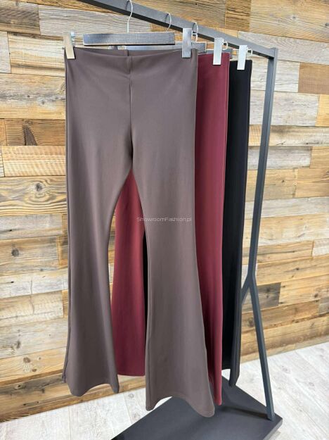 BY O LA LA! SPODNIE DZWONY GŁADKIE BORDO (MERLOT)