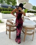 LA MILLA SUKIENKA MAXI SIATECZKA FLOWERS CZERŃ/BORDO/CZERWIEŃ - 2