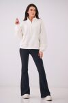 NATURAL SIDE BLUZA ZE STÓJKĄ I SUWAKIEM ŚMIETANA - 3