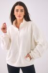 NATURAL SIDE BLUZA ZE STÓJKĄ I SUWAKIEM ŚMIETANA - 2