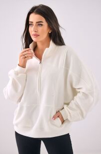 NATURAL SIDE BLUZA ZE STÓJKĄ I SUWAKIEM ŚMIETANA