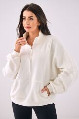 NATURAL SIDE BLUZA ZE STÓJKĄ I SUWAKIEM ŚMIETANA