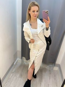BY O LA LA...! DRELICHOWA SPÓDNICA MAXI ŚMIETANA