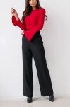 BY O LA LA...! PRĄŻKOWANY SWETER SZEROKIE RĘKAWY CZERWONY - 2