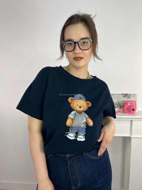 BY O LA LA! BLUZKA T-SHIRT TEDDY GRANAT