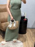 LADY DRAMA ŻAKARDOWA SPÓDNICA MAXI Z BAWEŁNY REGENEROWANEJ OLIWKA - 3
