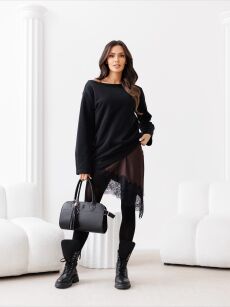 BY O LA LA!  SUKIENKA/BLUZKA Z HALKĄ CZARNA/CZEKOLADA