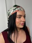 CHUSTA APASZKA Z JEDWABIEM MULTICOLOR W KWIATY/CZARNA LAMÓWKA - 2