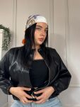KRÓTKA A'LA BOMBER Z ECO SKÓRY ARETA CZARNA - 4