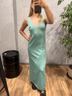 ROYAL CLUB SUKIENKA MAXI V-NECK VENIC ACQUA AZURRO