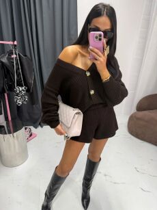 LA MILLA KOMPLET SWETER + SPODENKI GORZKA CZEKOLADA