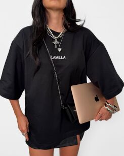 LA MILLA BLUZKA T-SHIRT CLASSIC Z LOGO CZARNY