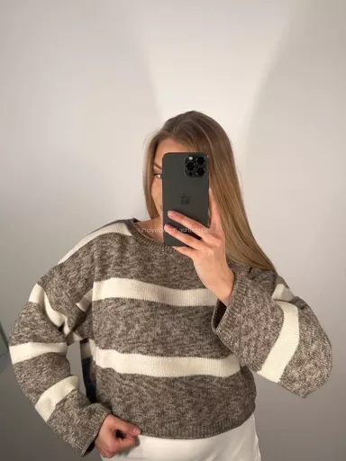 SEMPRE KRÓTKI SWETER LUMI FANGO/BEŻ