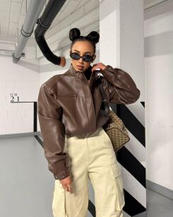 LA MILLA KURTKA A'LA BOMBER ECO SKÓRA DAISY BRĄZ