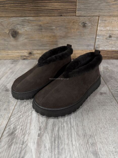BY O LA LA...! WSUWANE BUTY BOTKI Z FUTERKIEM ESPRESSO