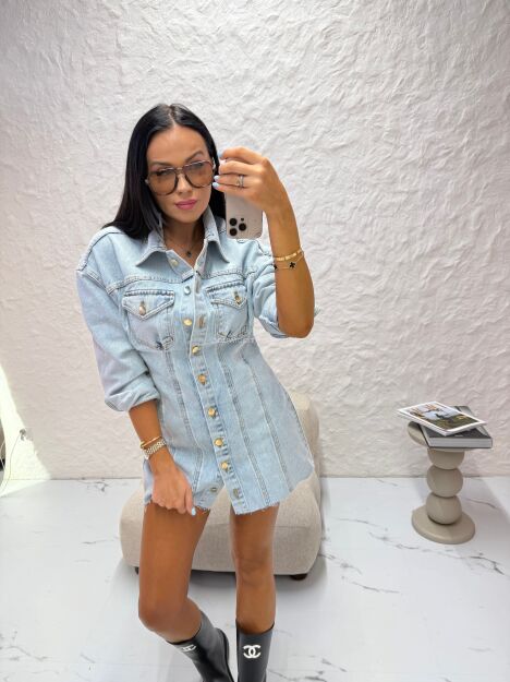 LA MILLA SUKIENKA JEANSOWA Z GUZIKAMI JASNONIEBIESKA