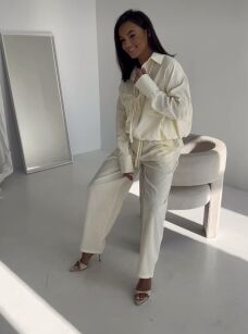 SEMPRE SPODNIE SZTRUKSOWE ŚMIETANA