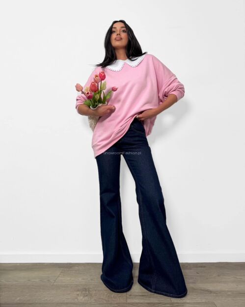 LA MILLA SPODNIE JEANSY DZWONY HIGH WAIST GRANAT