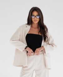 BY O LA LA...! MARYNARKA OVERSIZE EMPIRE BEŻ (NUDE)