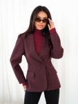 BY O LA LA...! MARYNARKA TALIOWANA W CIENKIE PASY BORDO ( BLACK CHERRY) - 2