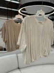 SEMPRE T-SHIRT OVERSIZE BOMBKA MELANŻOWY BEŻ - 4