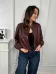 KRÓTKA A'LA BOMBER Z ECO SKÓRY ARETA BORDO - 3
