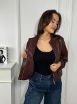 KRÓTKA A'LA BOMBER Z ECO SKÓRY ARETA BORDO - 2