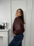 KRÓTKA A'LA BOMBER Z ECO SKÓRY ARETA BORDO - 5