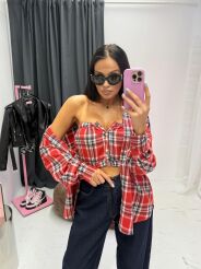 LA MILLA KRÓTKI TOP W KRATĘ CZERWONY