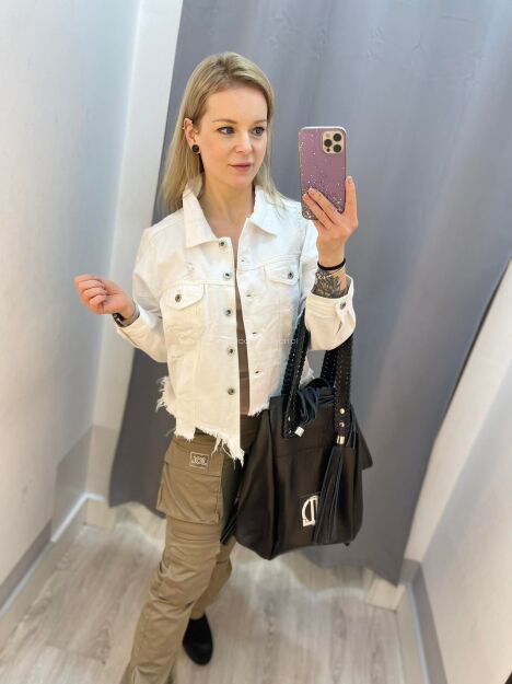 BY O LA LA! KATANA KURTKA JEANS BIAŁA