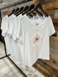 BY O LA LA! BLUZKA T-SHIRT FLOWER BIEL/GRANAT - 5